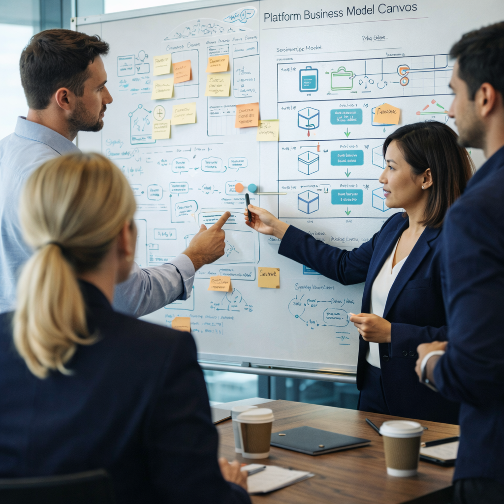 Mid-market B2B software team conducting strategic planning before development begins